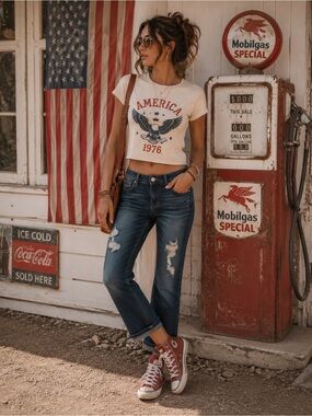 7 For All Mankind Josefina Distressed Boyfriend Jeans | Retro Americana Denim